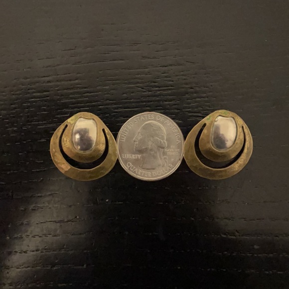 Marjorie Baer Vintage Brass and Silver Earrings - Picture 4 of 4